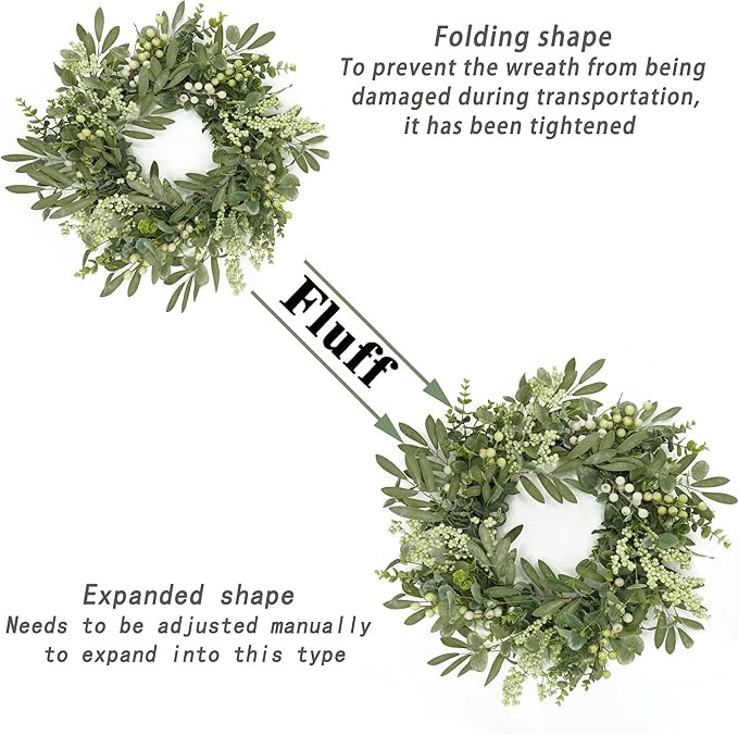 Green Eucalyptus Wreaths for Front Door Spring Summer Wreath with Eucalyptus Leaves,Olives Leaves... | Amazon (US)