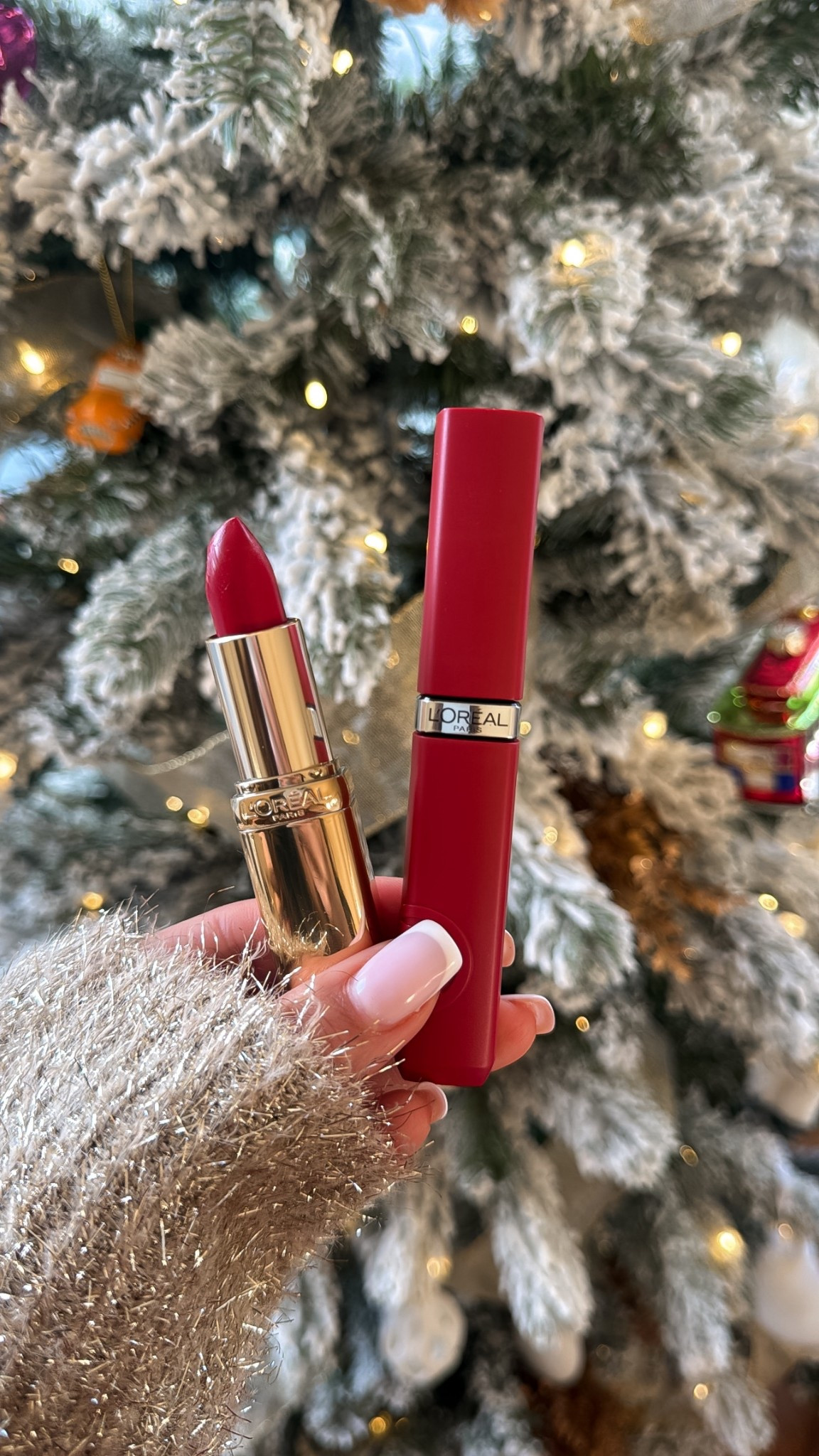 #ad #LOrealParisPartner when your holiday look matches your @lorealparis red lip 💋I layered the Infallible Matte Resistance Liquid Lipstick in 420 - Le Rouge Paris and the Color Riche Original Satin Lipstick in 300 - Le Rouge Paris 

@target @targetstyle #LOrealParisCosmetics #LOrealParisMakeup #TargetPartner #Target

#LTKBeauty