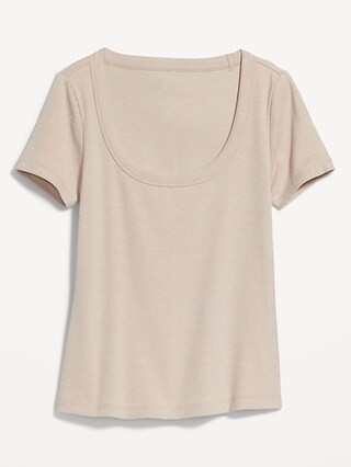 Fitted Rib-Knit Scoop-Neck T-Shirt for Women | Old Navy (US)