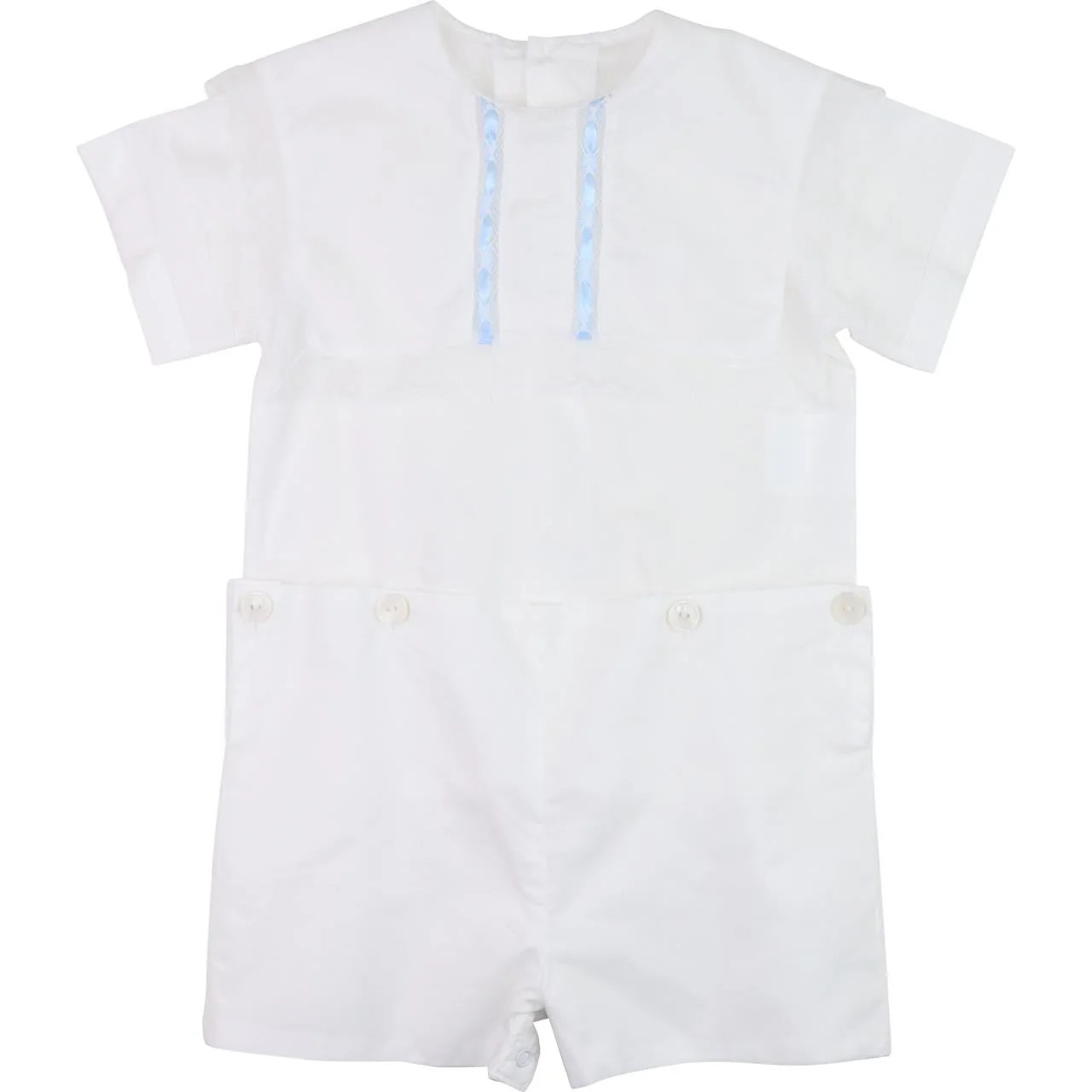 White And Blue Heirloom Button On | Cecil and Lou