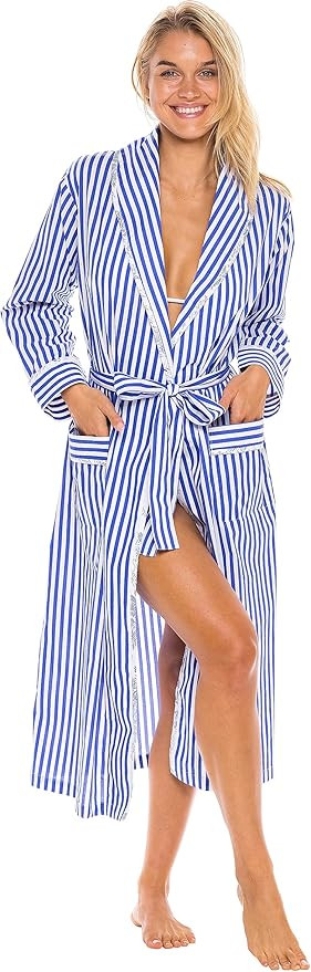 Alexander Del Rossa Women's Lightweight Cotton Robe, Cozy Summer Bathrobe for Her | Amazon (US)