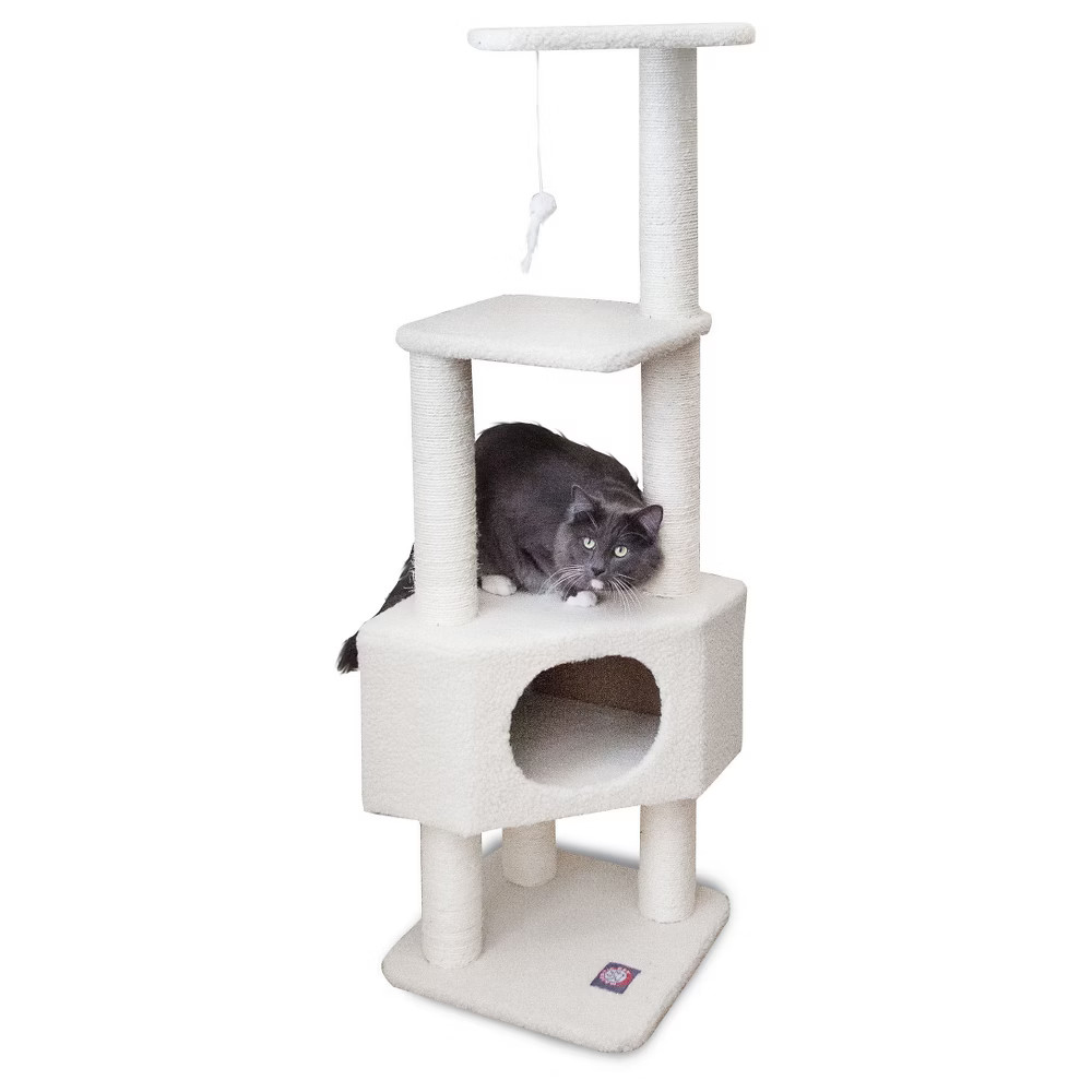 Majestic Pet Bungalow Sherpa Activity Center Cat Scratcher - Cream - 52 | Target