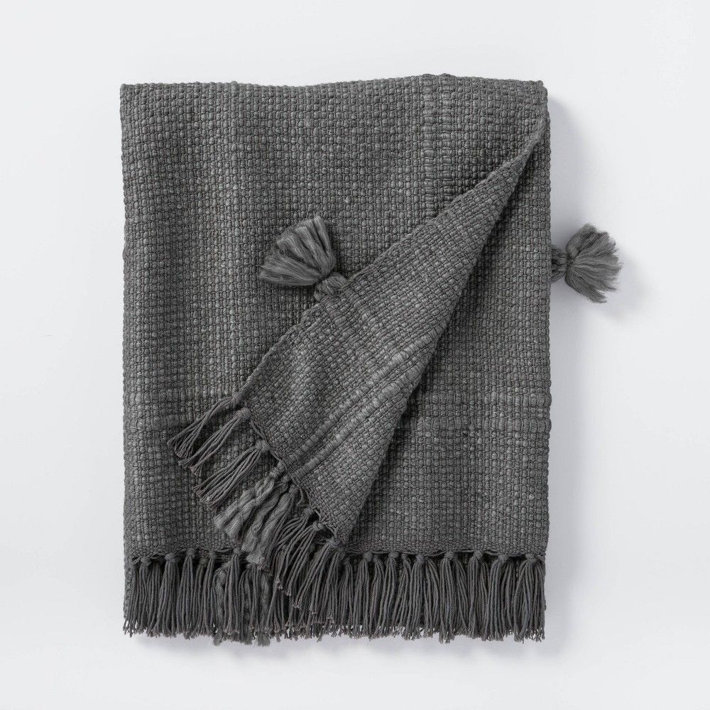 Woven Cotton Acrylic Throw Blanket Gray - Threshold designed with Studio McGee | Target