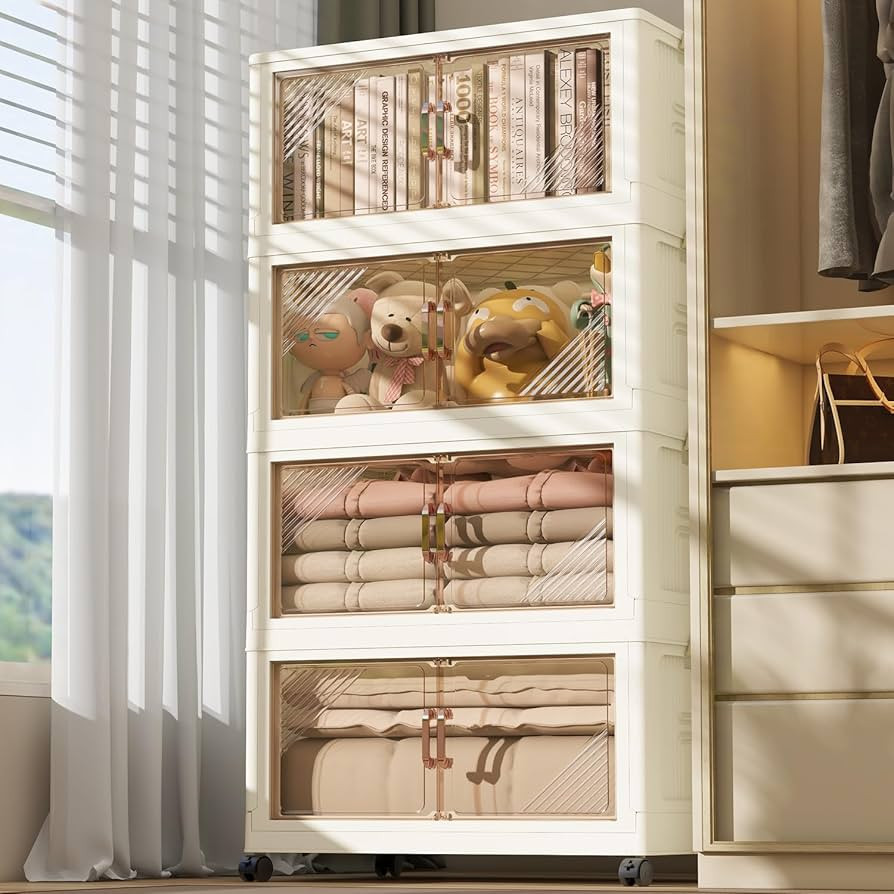 4 Storage Bins with 4 Lids, 23 Gal Collapsible Storage Bins, 4 Packs Stackable Storage Bins with ... | Amazon (US)