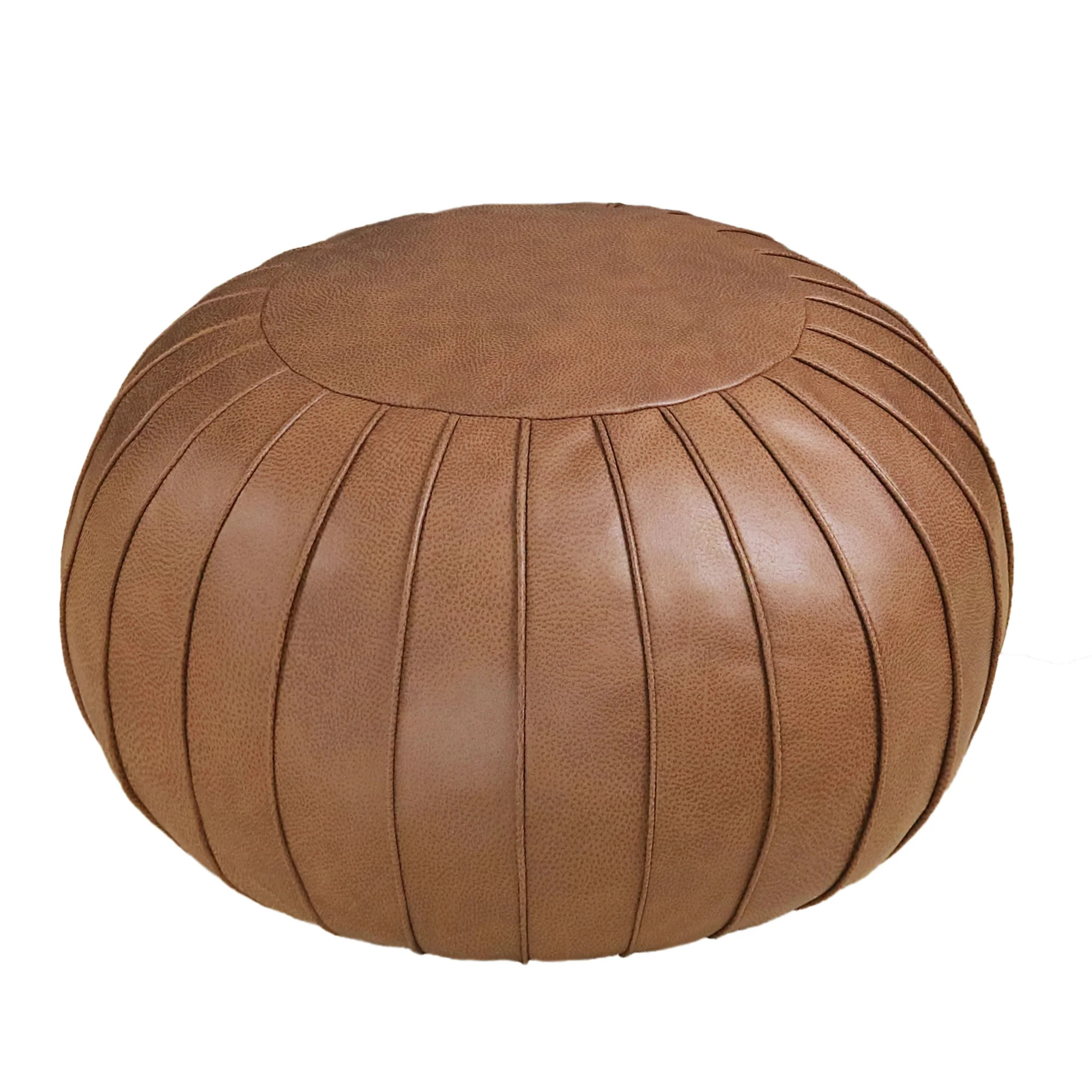 Thgonwid Faux Suede Indoor Round Pouf, Brown, 23" x 14" | Walmart (US)