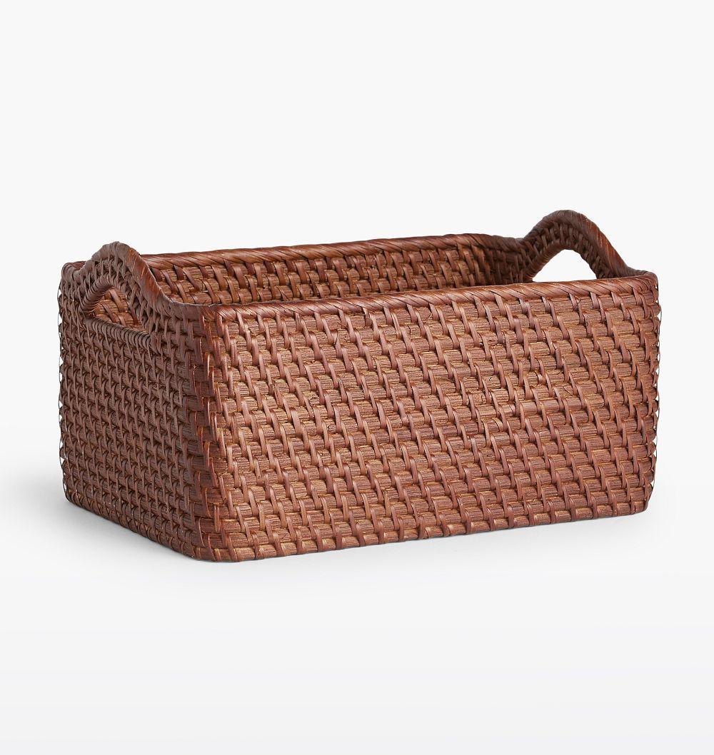 Rinna Rattan Basket, 13" x 9" x 7" - Dark Brown | Rejuvenation