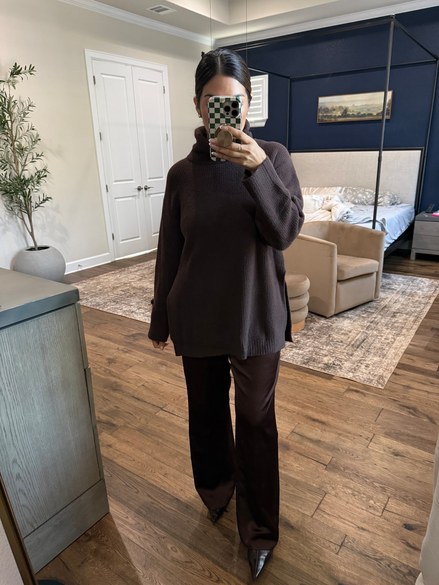 Work ootd, all brown outfit, still loving satin pants 

#LTKStyleTip #LTKWorkwear
