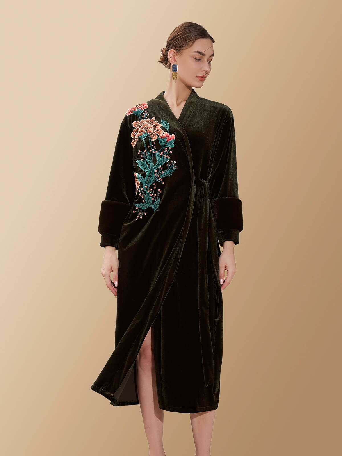 Velvet Embroidered Robe | ulivary