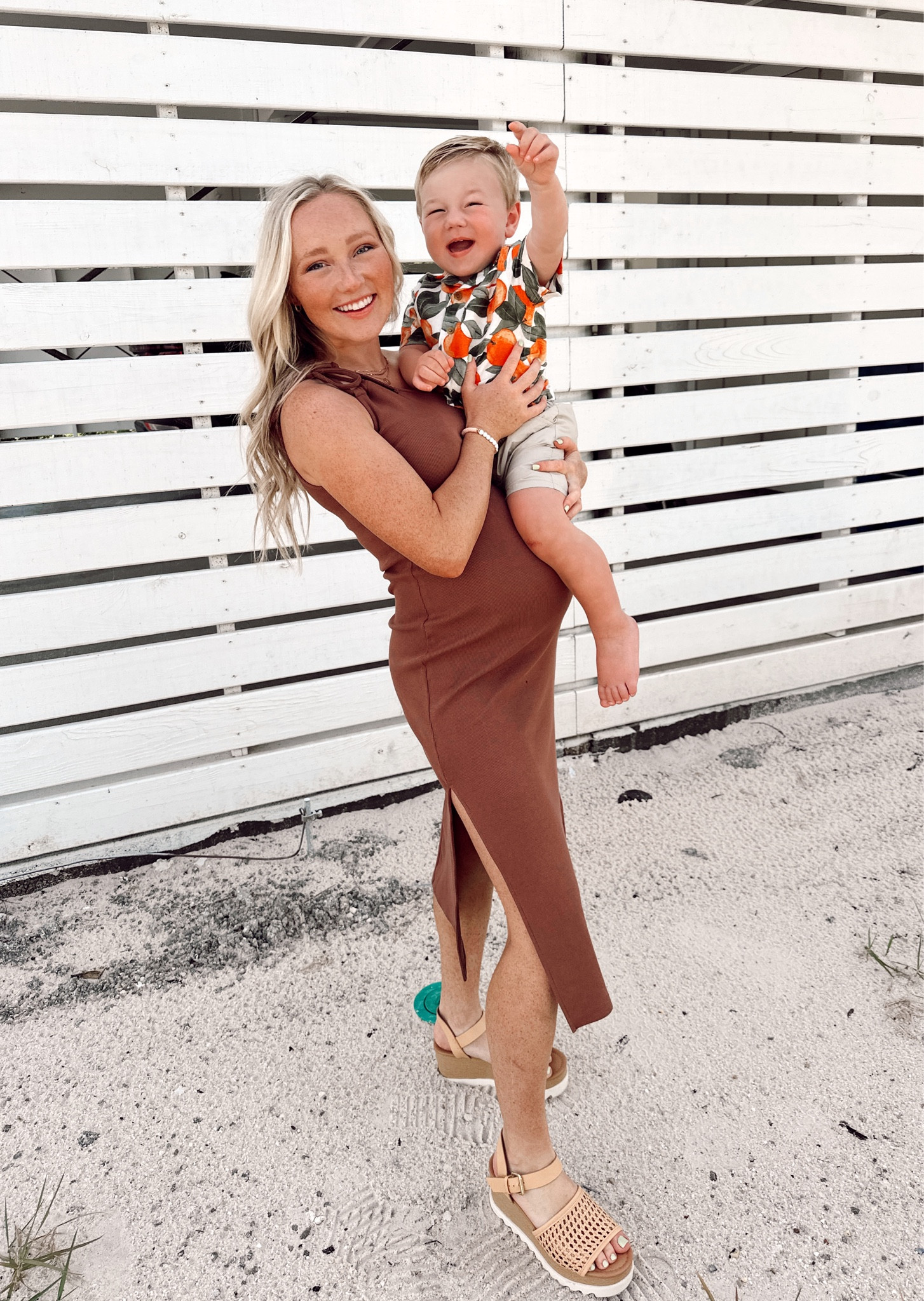 Easy & comfy non maternity (but bump friendly) summer fits! 

Old navy. Fitted dress. Sandals. Summer style. Toddler style. Sale. Beach style. Maternity. 

#LTKunder50 #LTKsalealert #LTKbump