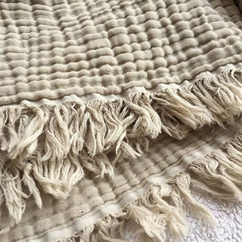 100% Organic Muslin Cotton Oversized Throw Blanket for Adult, Couch, 4-Layer Pre-Washed Plant Dyed Y | Amazon (US)