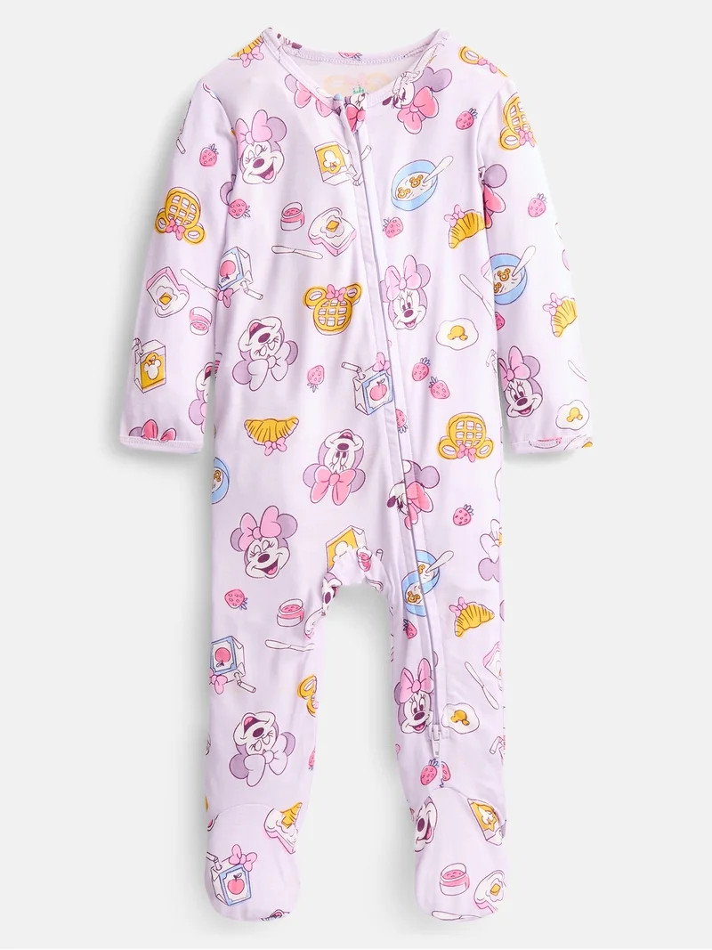 Disney Minnie Mouse Baby Girls Sleep & Play Footed Pajamas, One Piece, Sizes NB-6/9M | Walmart (US)