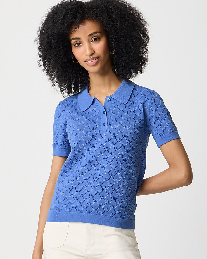 Short-sleeve pointelle sweater-polo | J.Crew Factory