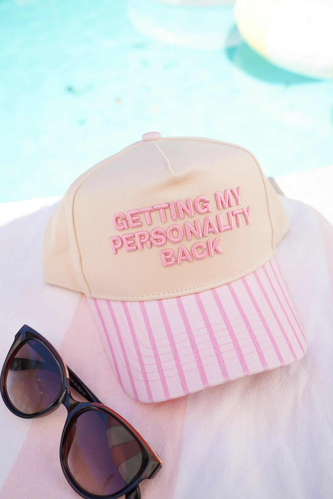 Getting my Personality Back - Pink Stripe Trucker Hat - PREORDER | KenzKustomz