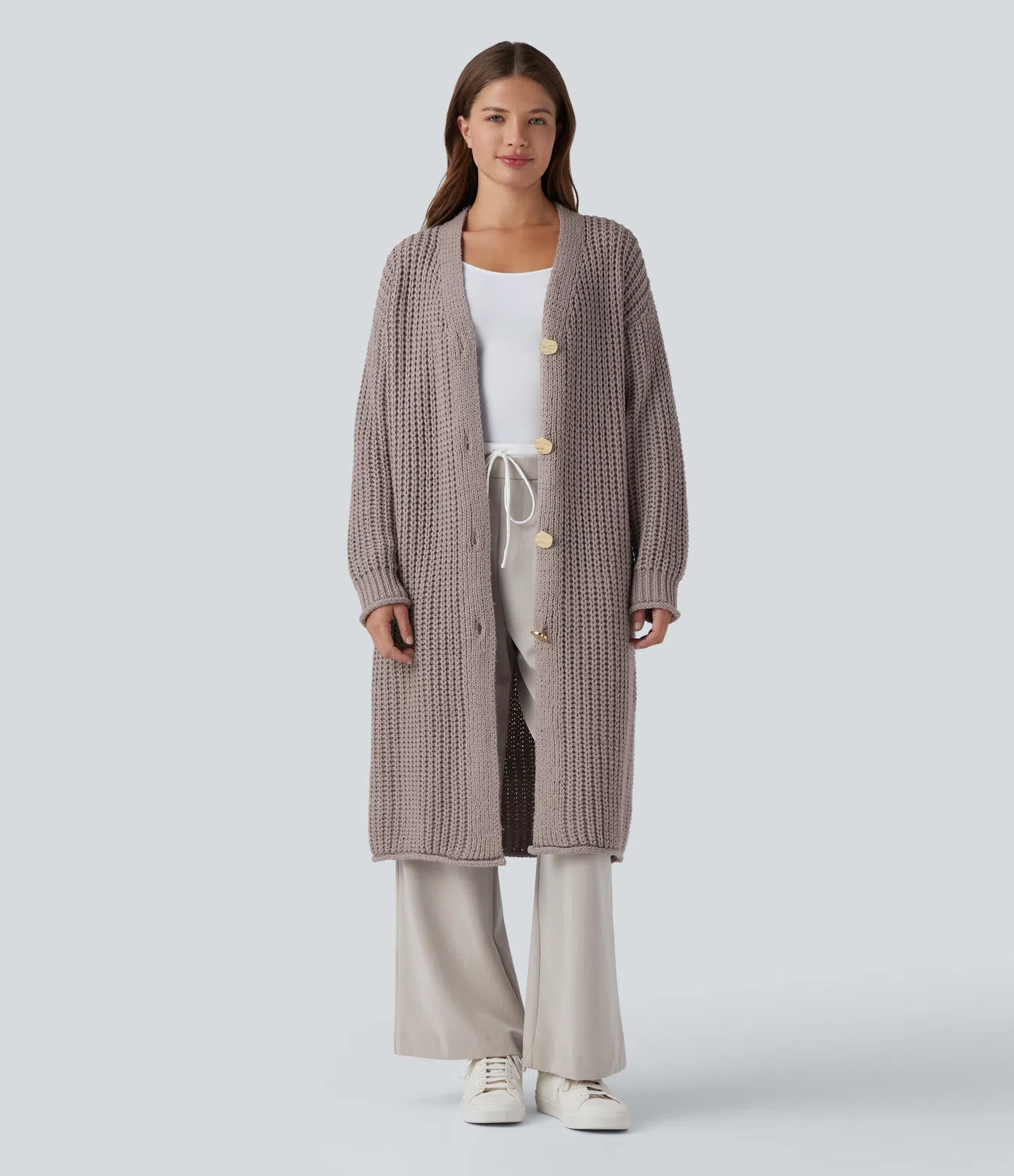 Women’s Button Fly Casual Longline Cardigan - Halara | HALARA