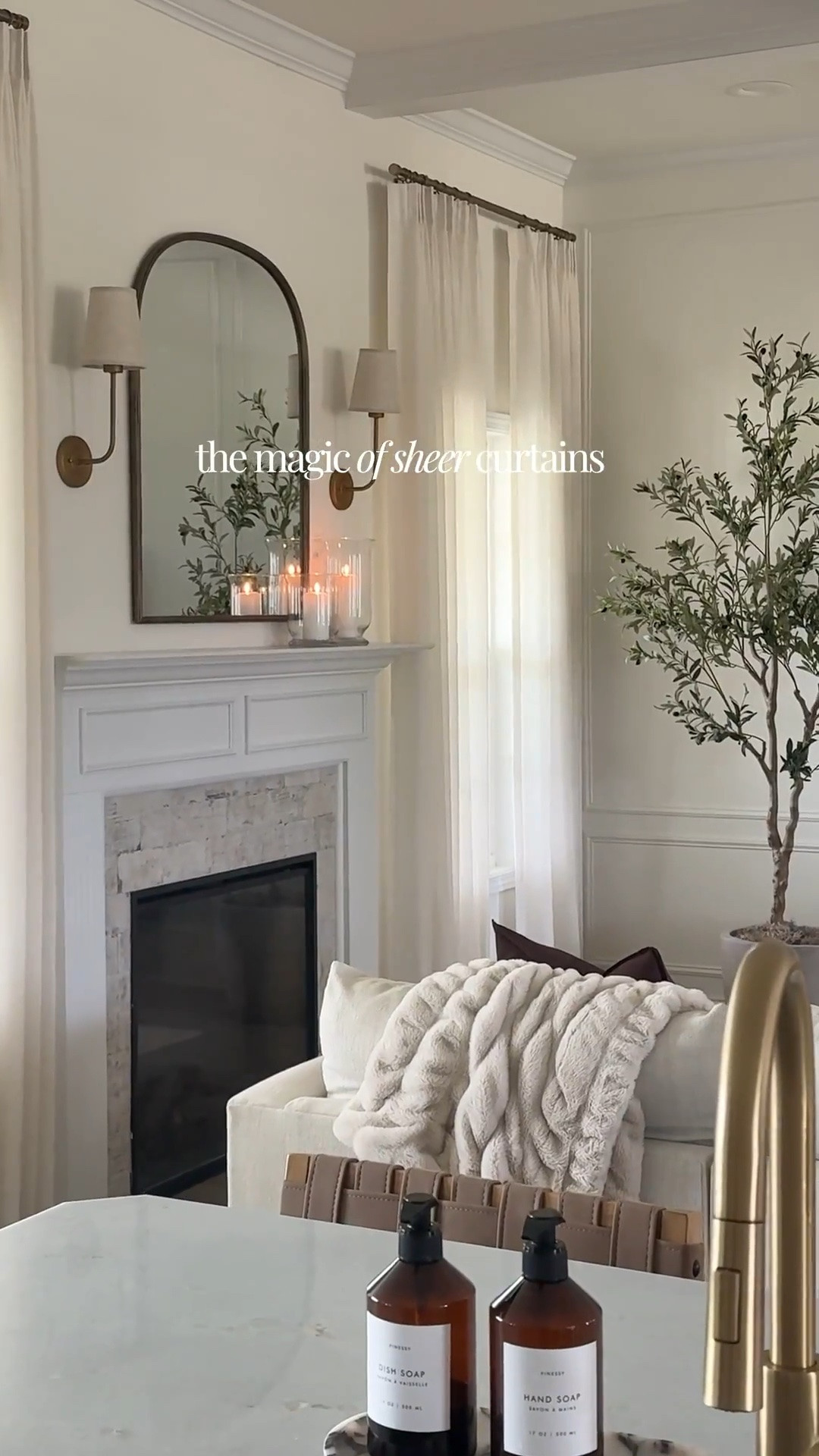 Love these sheet curtains! Here are the details: 
Fabric: Lull Linen Sheer Drapery
* Color: Dusty Pearl-S4205
* Header Style: Double Pleats
* Header Type: Pinch Pleat (Middle)
* Memory Shape: Yes (highly recommend!)