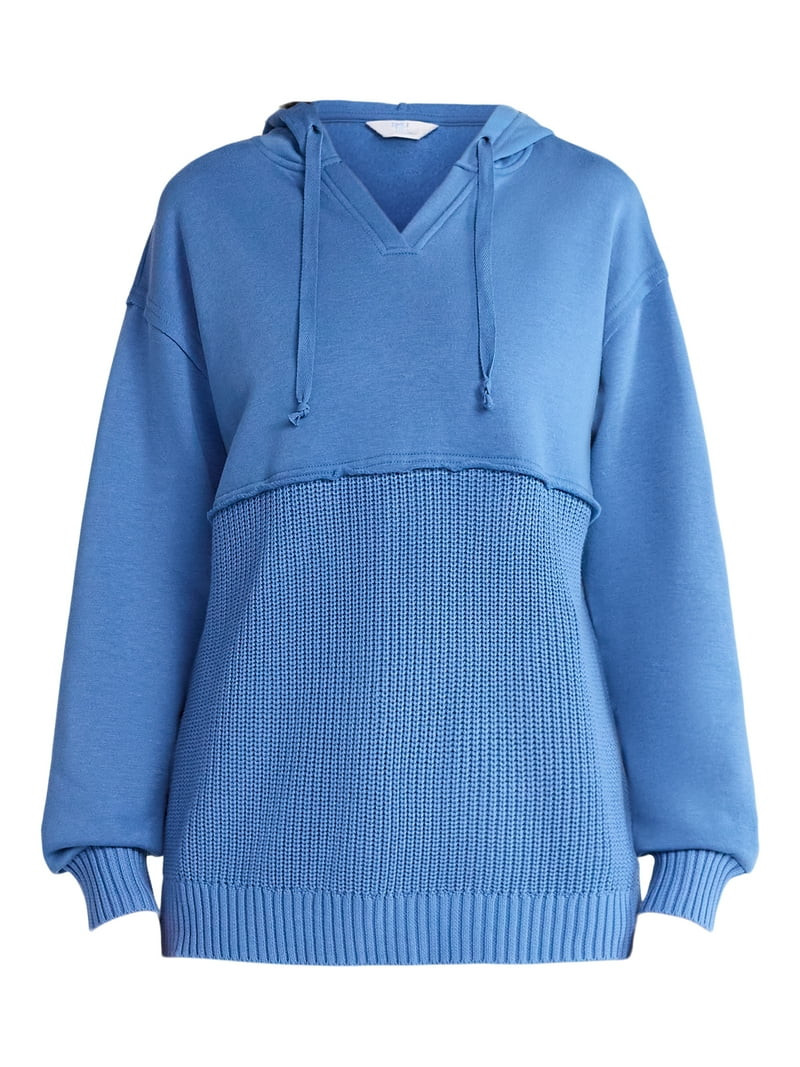 Time and Tru Women's Mixed Media Hoodie, Sizes XS-XXXL | Walmart (US)