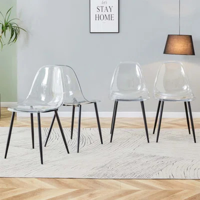 Modern Minimalist Transparent Dining Chair, Armless Crystal Chair with Metal Legs, Set of 4, Perfect for Nordic Interiors and Comfortable Seating | Wayfair North America