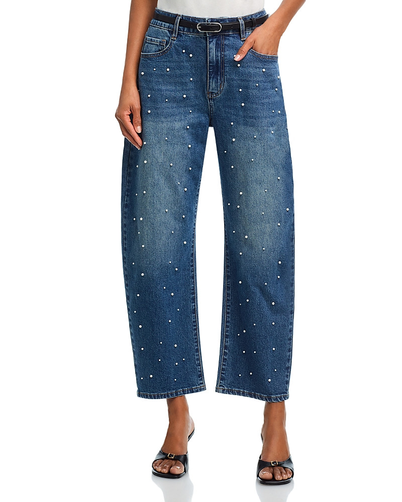 Generation Love Cobal High Rise Cropped Barrel Jeans in Vintage Medium Blue/Pearl | Bloomingdale's (US)
