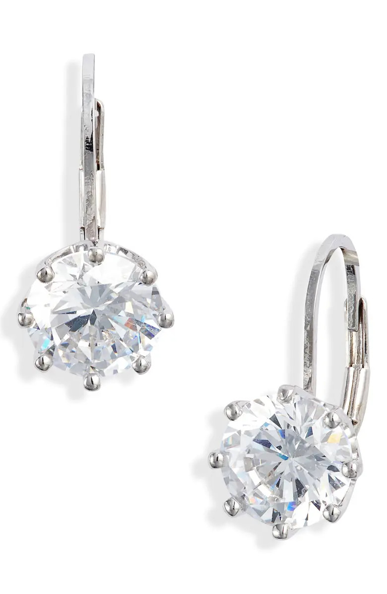 Round Cubic Zirconia Lever Back Earrings | Nordstrom