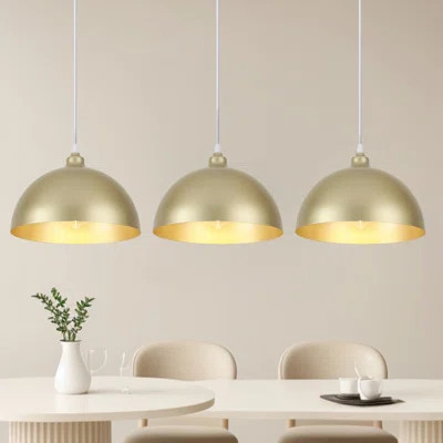 3 - Light 11.8" W Single Dome Kitchen Island Pendant Industrial Ceiling Hanging Light Fixture for Kitchen Dining Room Living Room Foyer Entryway (Set | Wayfair North America