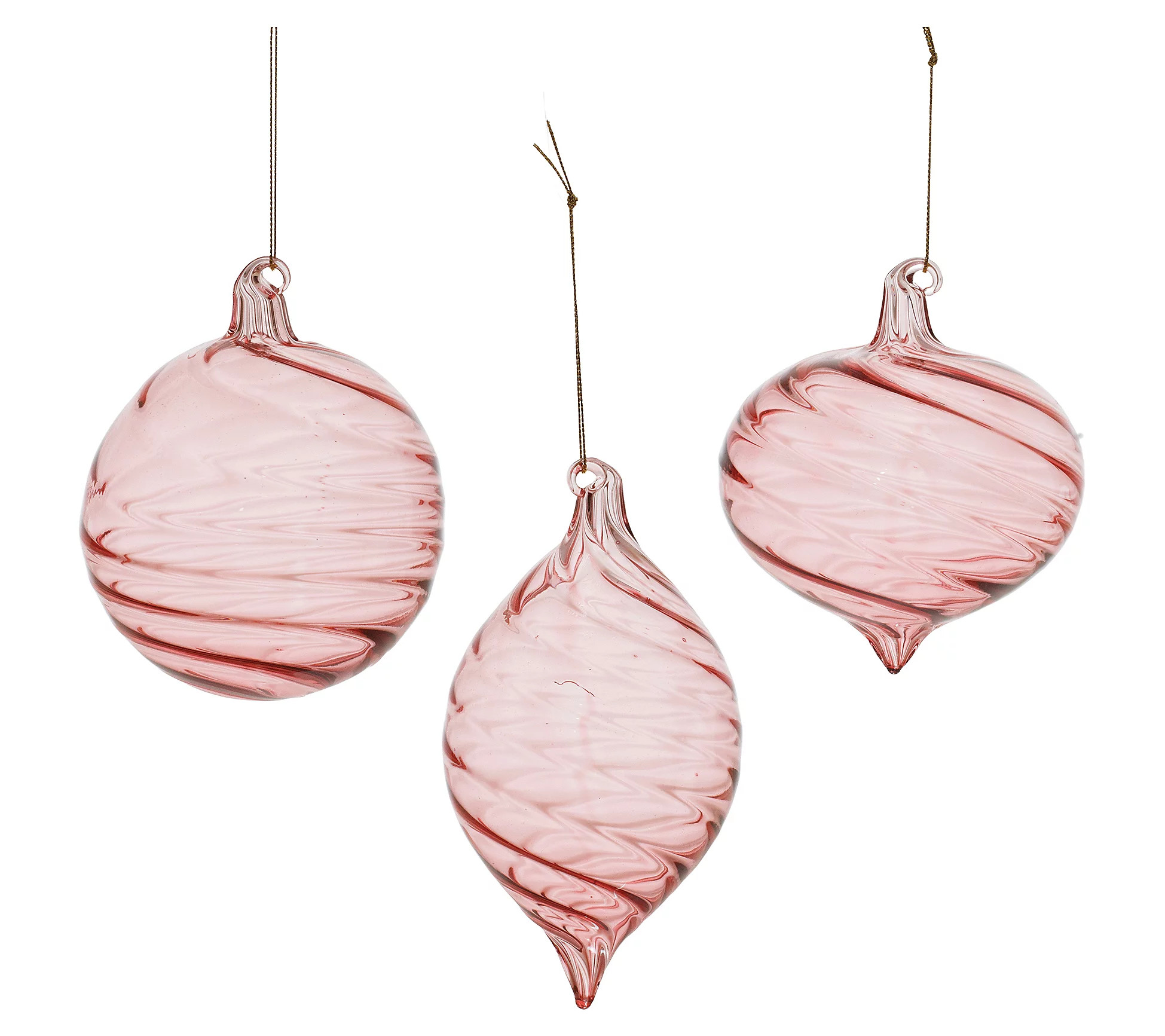 Melrose Pink Swirled Glass Ornament (Set of 6) | QVC