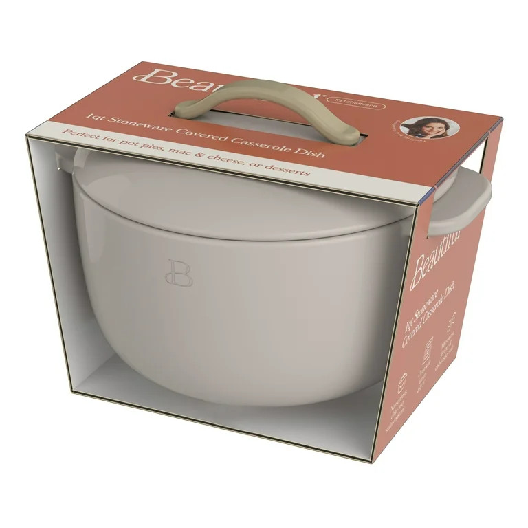 Beautiful 1 QT Stoneware Covered Casserole Dish, Porcini Taupe by Drew Barrymore | Walmart (US)