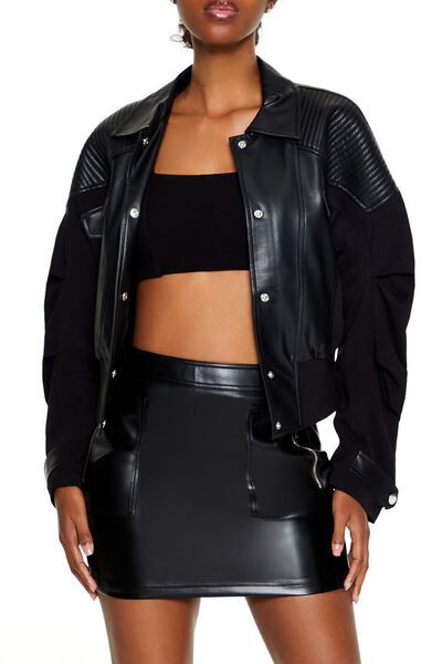 Cropped Faux Leather Moto Jacket | Forever 21