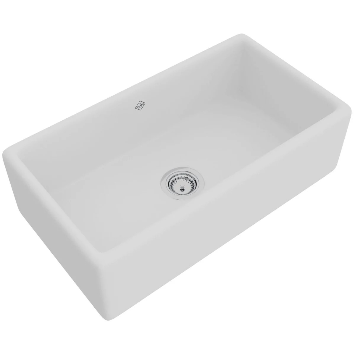Shaws RC3318WH White Lancaster 33" Farmhouse Single Basin Fireclay Kitchen Sink | Build.com, Inc.