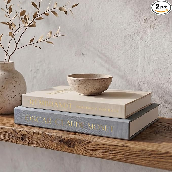 Beautiful Decorative Books - Set of 2 Linen Boxes Enhance Your Coffee Table, Bookshelf or Mantel ... | Amazon (US)