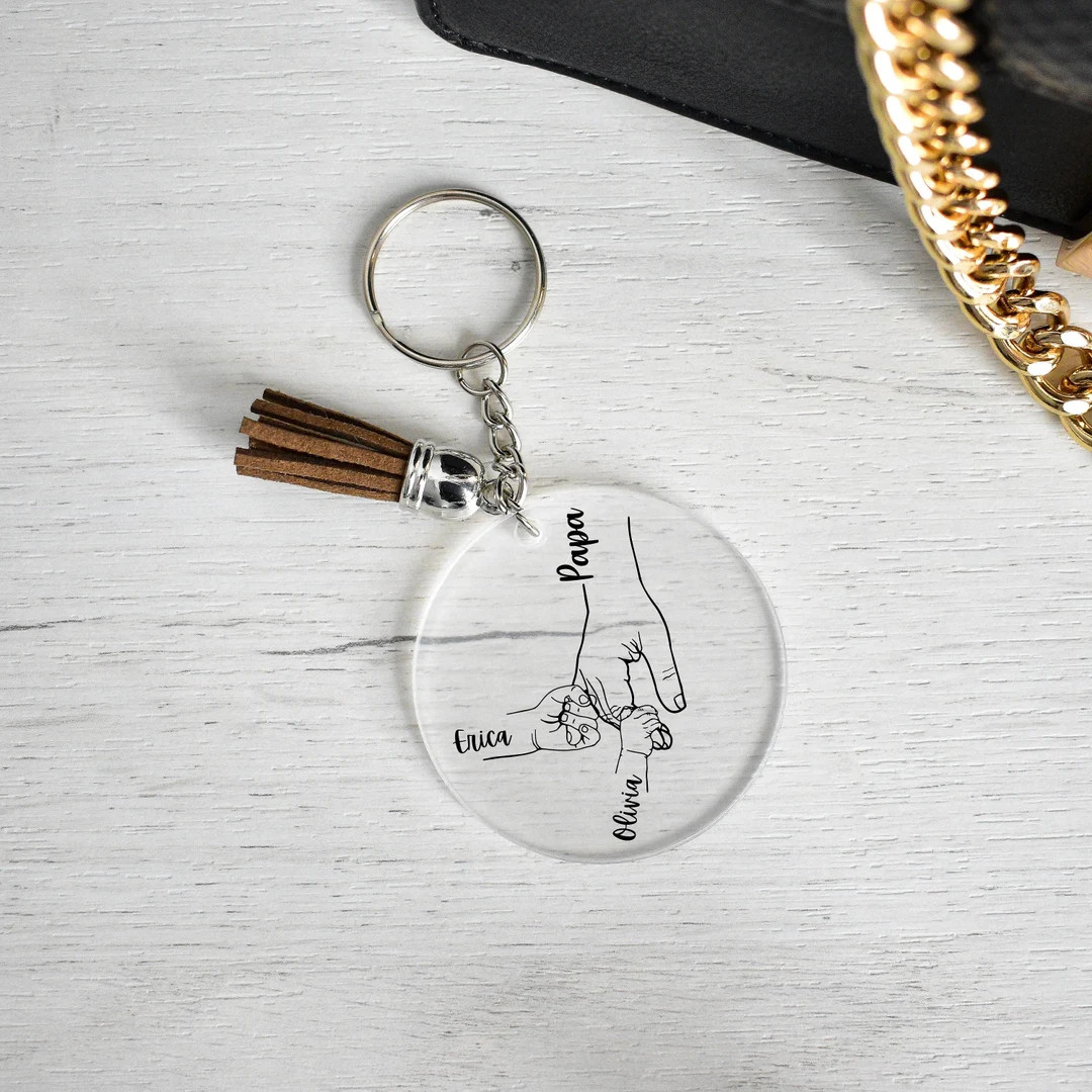 Personalized Keychain For Dad, Fathers Day Gifts, Gift for Him, Grandpa Keychain, Unique Acrylic ... | Etsy (US)