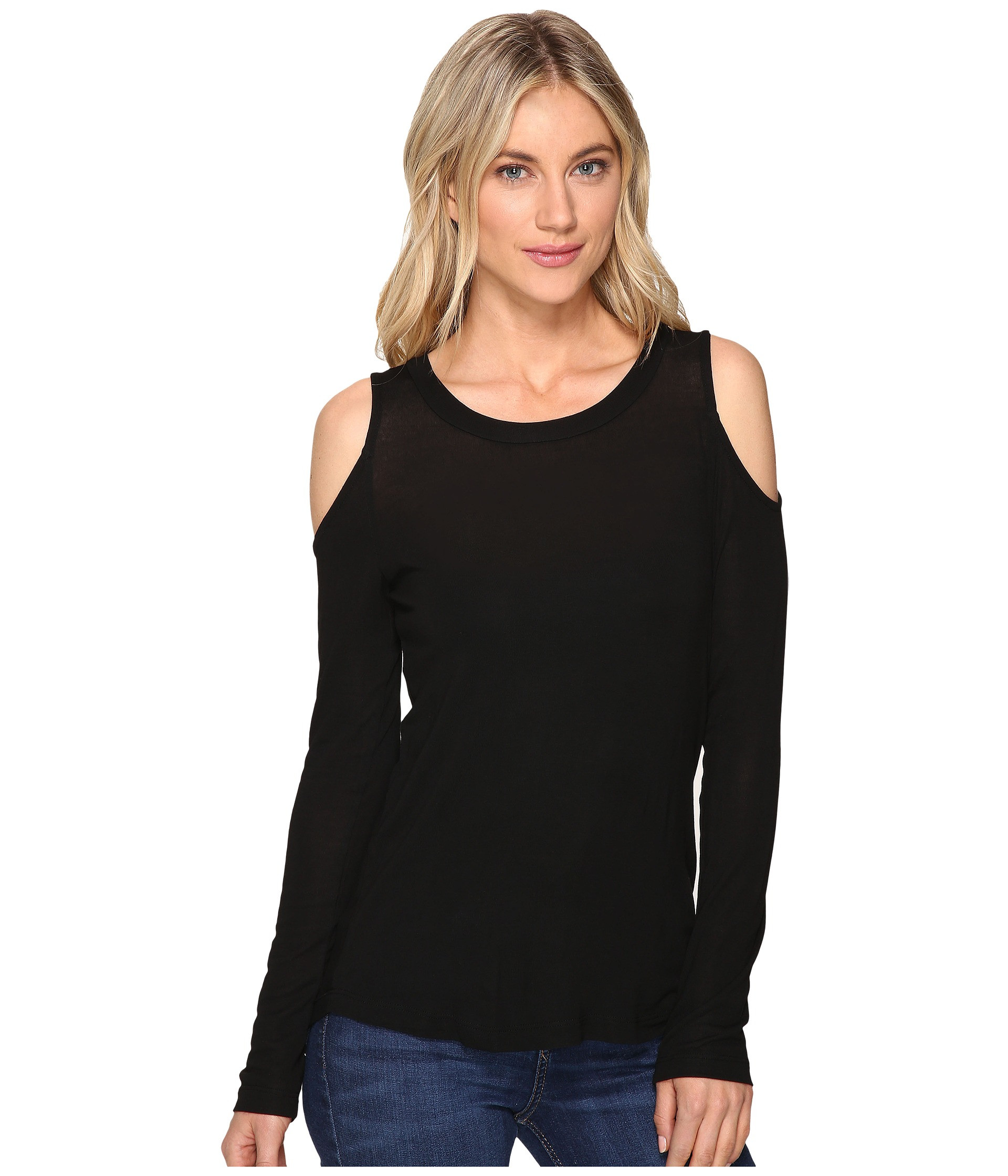 Splendid Drapey Lux Long Sleeve Cold Shoulder Top | Zappos