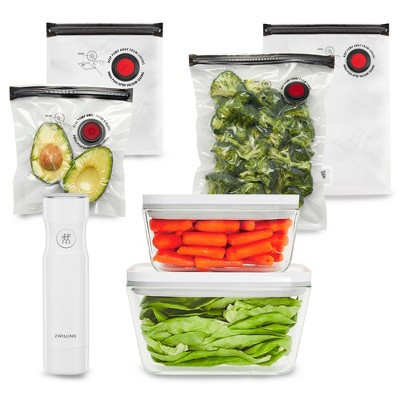 ZWILLING Fresh & Save 7-pc Vacuum Sealer Machine Starter Set, Sous Vide Bags, Meal prep, Airtight Food Storage Containers Glass | Target