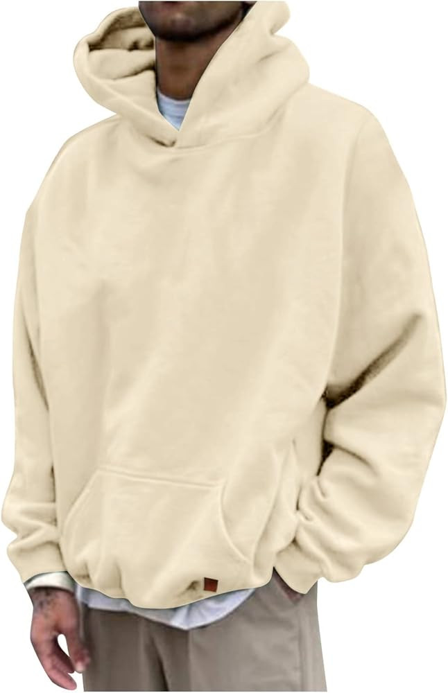 Men's Oversized Fleece Hoodies Long Sleeve Solid Athletic Hoodies Casual Elegant Autumn Fashion T... | Amazon (US)