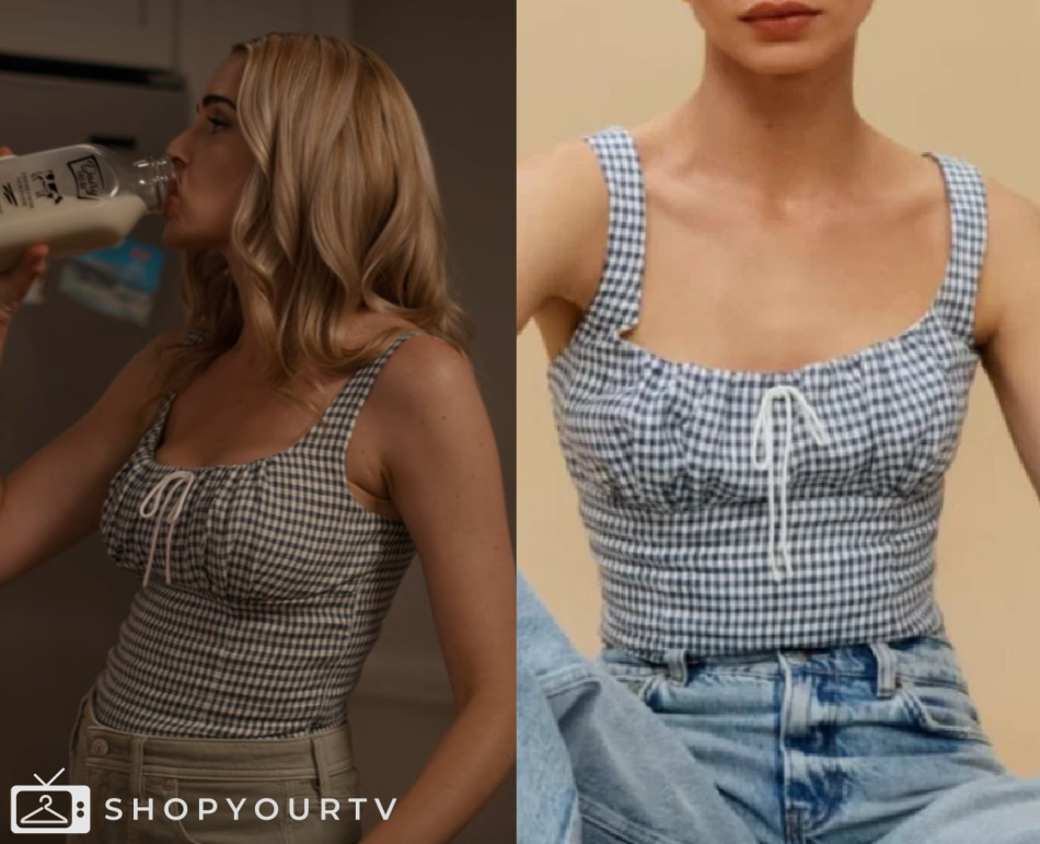 Character:Georgia Miller
Actor:Brianne Howey
Show:Ginny and Georgia
Episode:3x10 - "Monster"
Brand Product :Reformation Balia Linen Top 

 