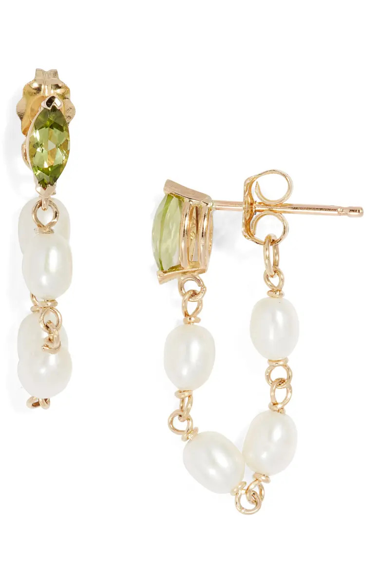 Keshi Pearl & Peridot Wraparound Hoop Earrings | Nordstrom