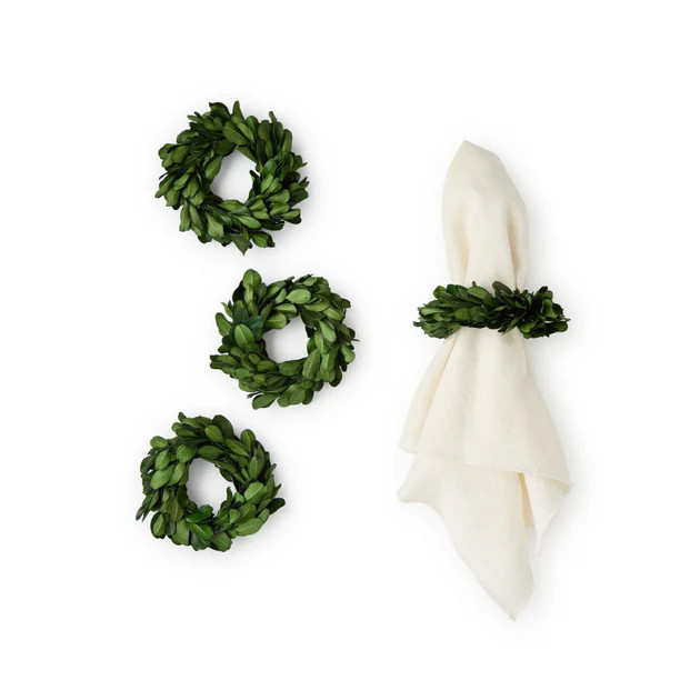 Preserved Boxwood Napkin Rings - Set of 4 | Cailini Coastal