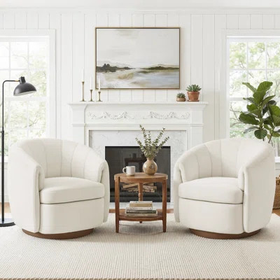 Upholstered Swivel Barrel Chair (Set of 2) | Wayfair North America