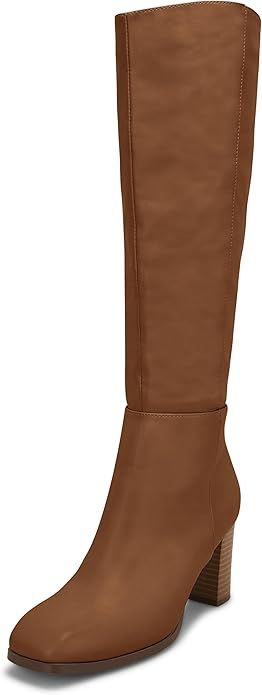 Coutgo Womens Knee High Boots Chunky Block Heels Square Toe Side Zipper Faux Suede Fall Winter Co... | Amazon (US)