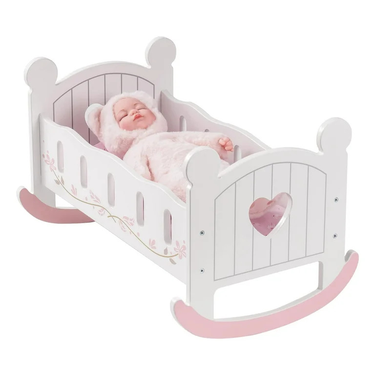 ROBUD Wooden Doll Cradle Rocking Baby Crib Bed,Toys for Dolls Girl,Fits Dolls up to 18 inches,Whi... | Walmart (US)