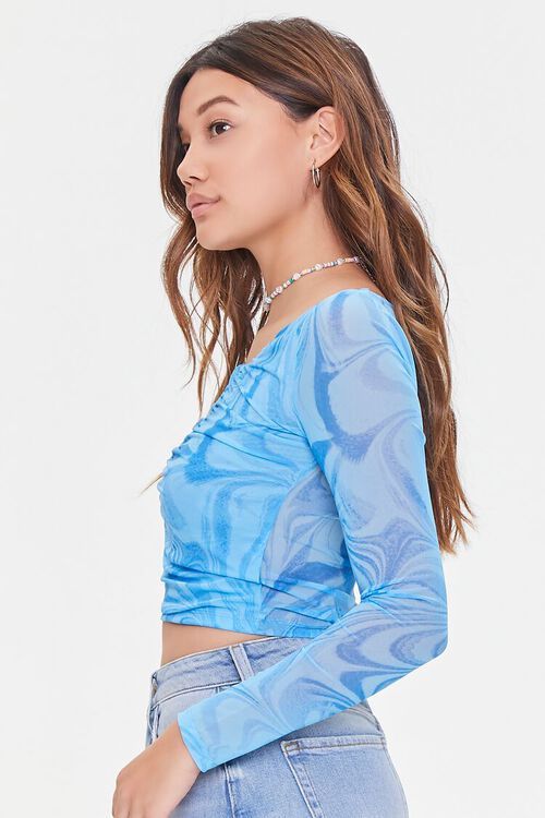 Marble Print Ruched Mesh Crop Top | Forever 21 | Forever 21 (US)