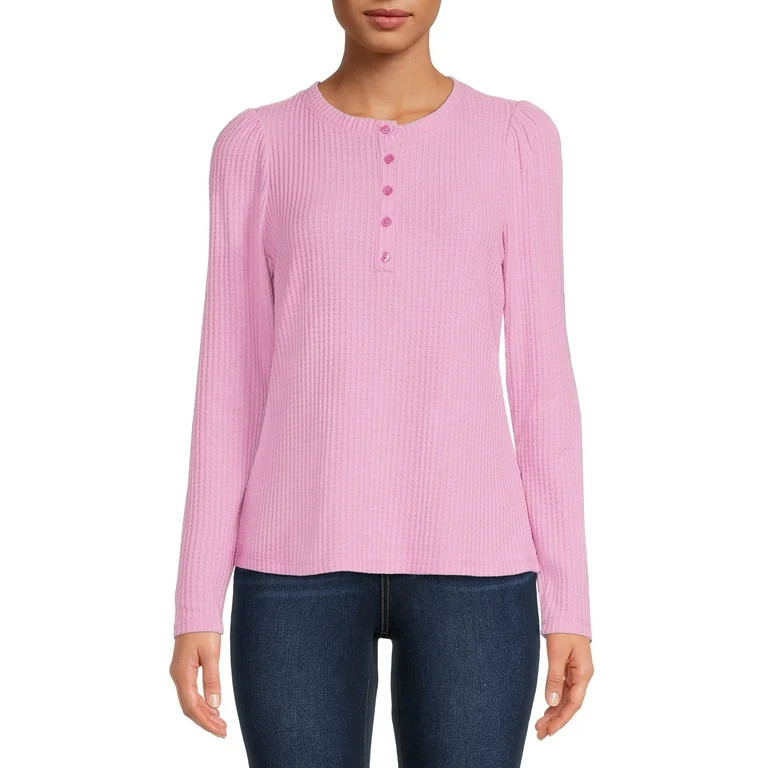 Time And Tru Women's Waffle Henley Top | Walmart (US)