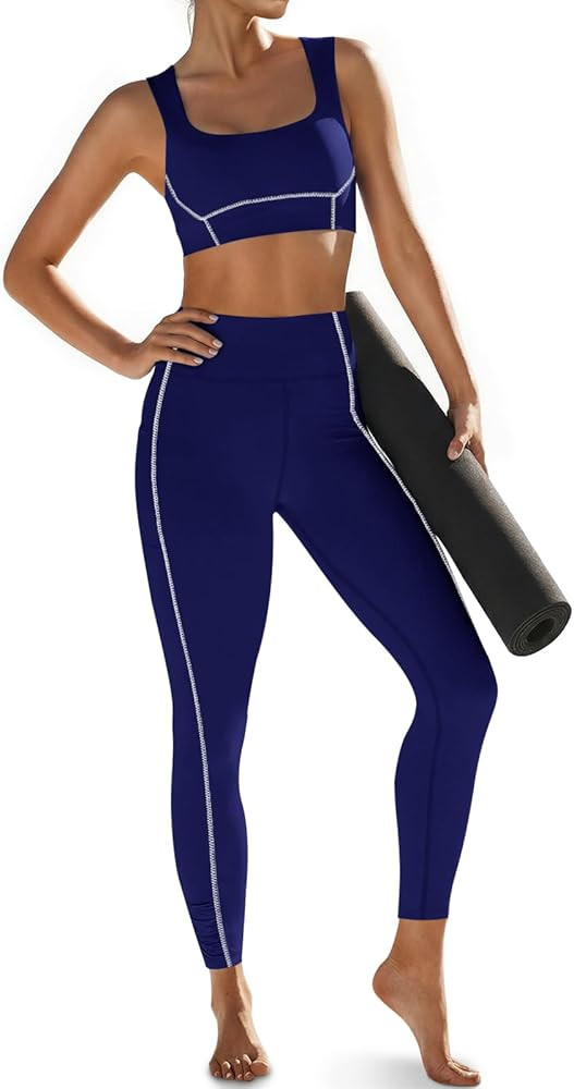 Aoysky Womens Buttery Soft 2 Piece Workout Sets Sports Bras and High Waisted Leggings with Pocket... | Amazon (US)