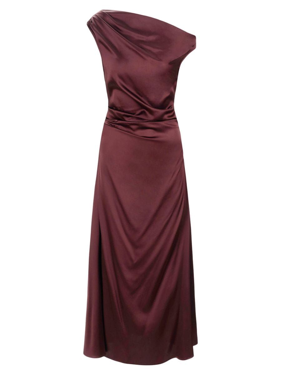 StaudPhare Draped Silk-Blend Midi-Dress | Saks Fifth Avenue