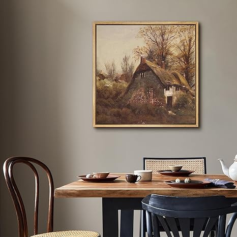 MUDECOR Framed Canvas Print Wall Art Vintage Cottage in The Autumn Woods Illustrations Realism De... | Amazon (US)
