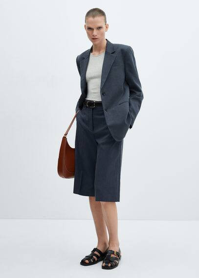 Bermuda shorts with contrast trim -  Women | Mango USA | MANGO (US)