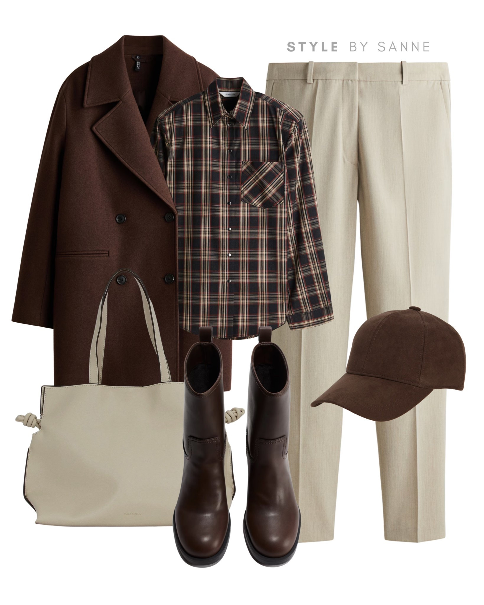 Warm tones for crisp fall days 🍂🤎
A brown plaid shirt layered under a wool coat and beige trousers — relaxed and timeless. Styled with chocolate boots, a matching cap, and a soft contrast tote.
Tap to shop all pieces now! ✨


#LTKworkwear #LTKstyletip #LTKautumn