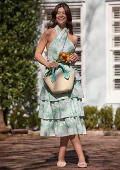 Crown & Ivy™ Sewing Down South x Crown & Ivy™ Haley Twist Neck Tiered Midi Dress | Belk