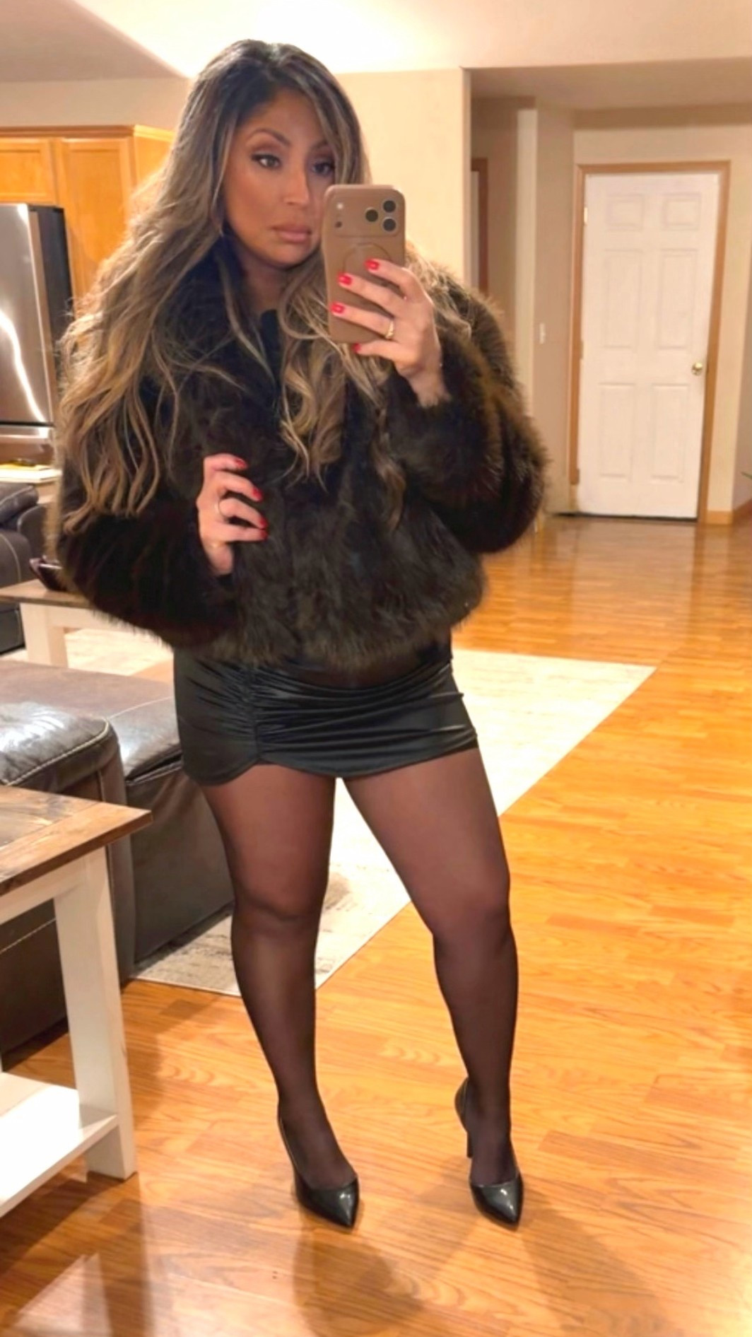 Perfect date night outfit! Faux fur coat size medium, faux leather skirt size small and I’m wearing a 7.5 in my heels

#LTKValentine #LTKootd #LTKPetite