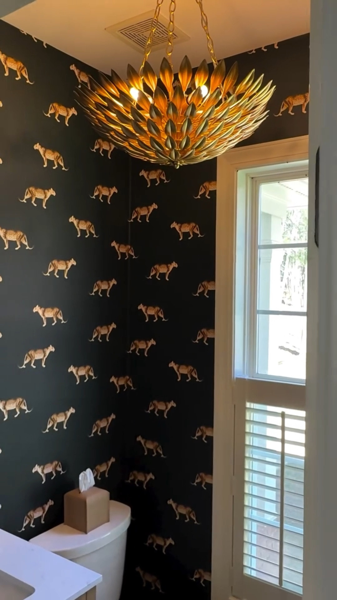 Our powder bath was feeling very safe and very beige, so I decided to take a little design risk and install this fun cheetah wallpaper from @livetteswallpaper 

Powder bathrooms are honestly the best place to experiment with pattern because they’re small spaces that can handle a little personality.

Designer tip: if you’ve been nervous to try wallpaper, start with a powder bath. It’s one of the easiest spaces to make a bold statement without committing to an entire room.

The scale of this print ended up being the perfect mix of playful and classic, and it completely changed the feel of the room.

Would you try something bold like this in your powder bath?

Save this for future powder bath inspiration.

powder bathroom makeover | wallpaper install | cheetah wallpaper | powder bath ideas | wallpaper design | bathroom design inspiration | home decor ideas

#interiordesign #powderbathroom #wallpaperdecor #homedesign #bathroomdesign