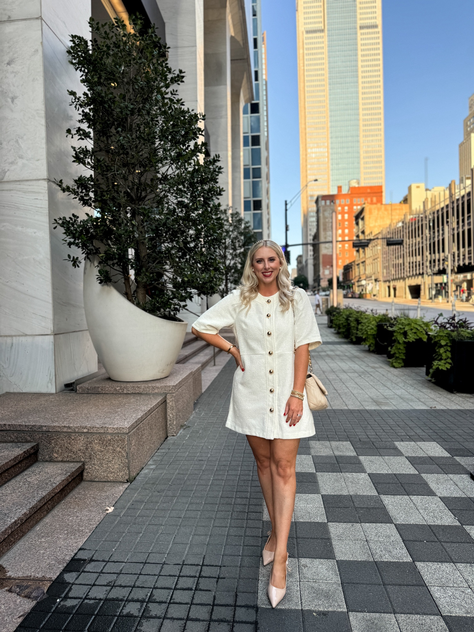 LTK con outfit, H&M dress, gold button dress, Target heels, gold headband 

Medium 

#LTKStyleTip #LTKCon #LTKFindsUnder50